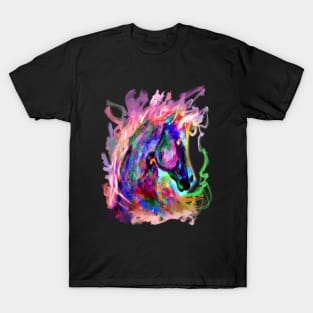 Colorful Rainbow Tribal Festival Horse Head Print Shirt T-Shirt